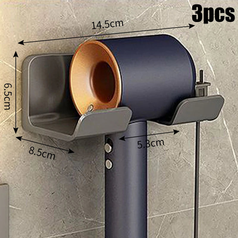 Wall-Mounted Hair Dryer Storage Rack - Multi-Functional Non-Perforated Bathroom Organizer