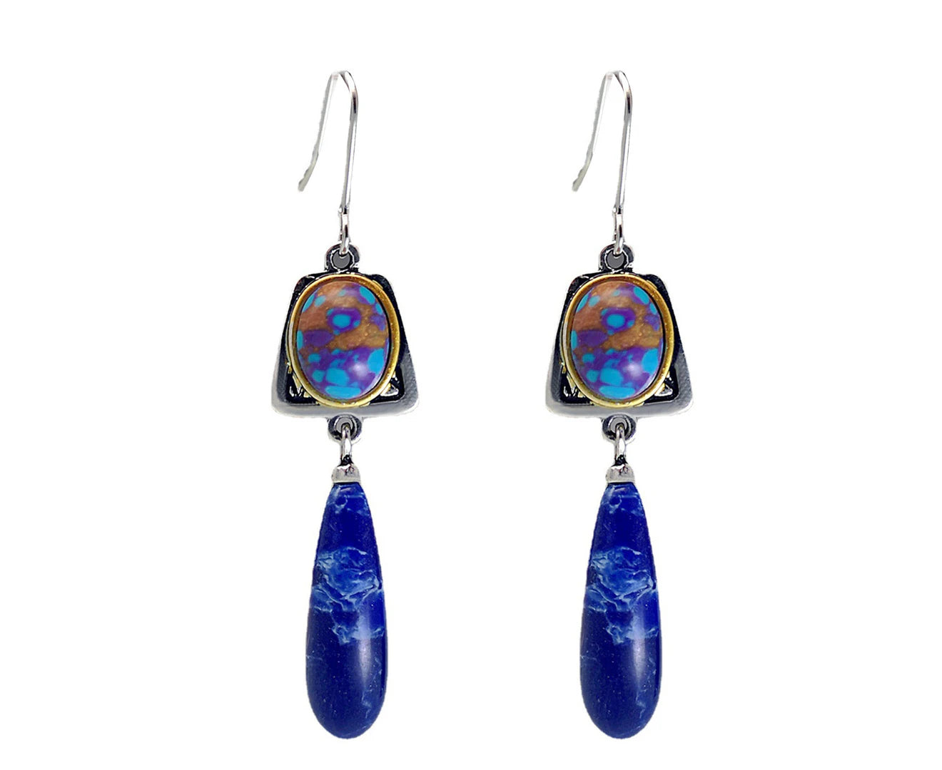 "Elegant Faux Blue Stone Hook Earrings - Lightweight All-Match Jewelry Perfect for Weddings"