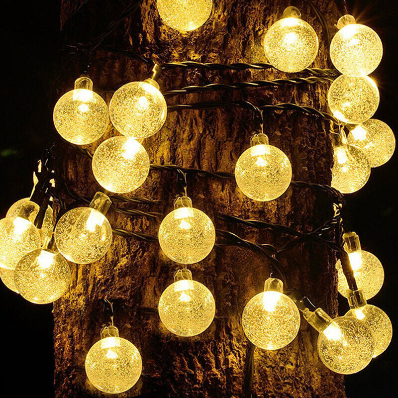 100/200LED Solar Globe String Lights Fairy Outdoor Festoon Party Garden Decor