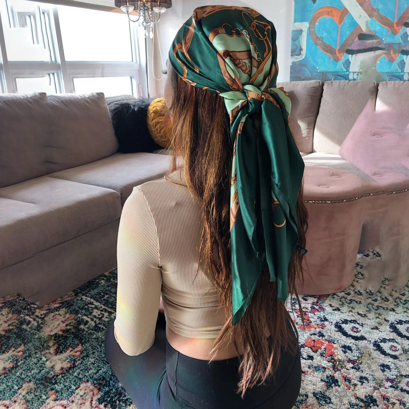 Silk Scarves Women Luxury Brand Summer Fashion Designer Head/Hair Scarf 90*90Cm Hijab Bandana Cheveux Foulard Femme 90X90CM