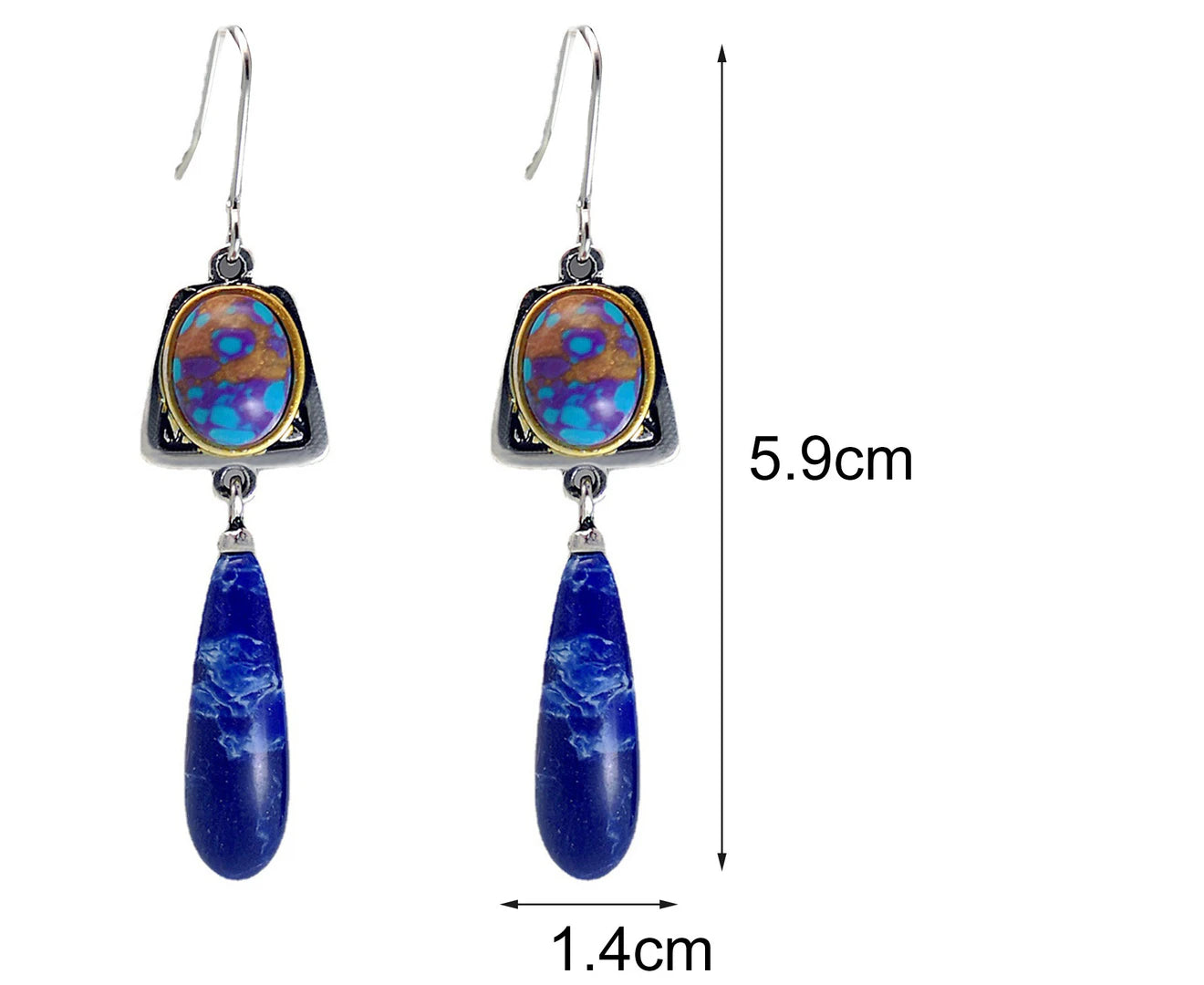 "Elegant Faux Blue Stone Hook Earrings - Lightweight All-Match Jewelry Perfect for Weddings"