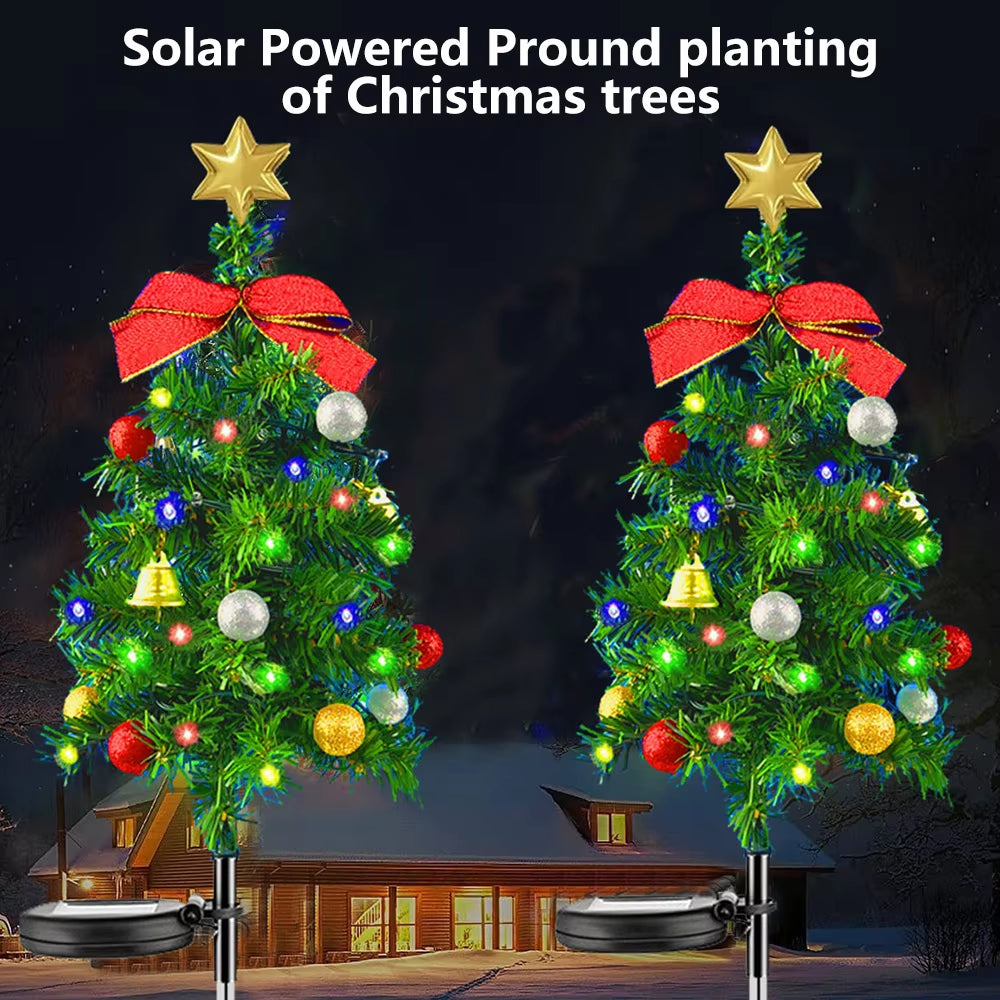 Solar Christmas Tree Decor Lights Outdoors Waterproof LED Lawn Garden Patio Porch Landscape Lamps Christmas Party Gifts