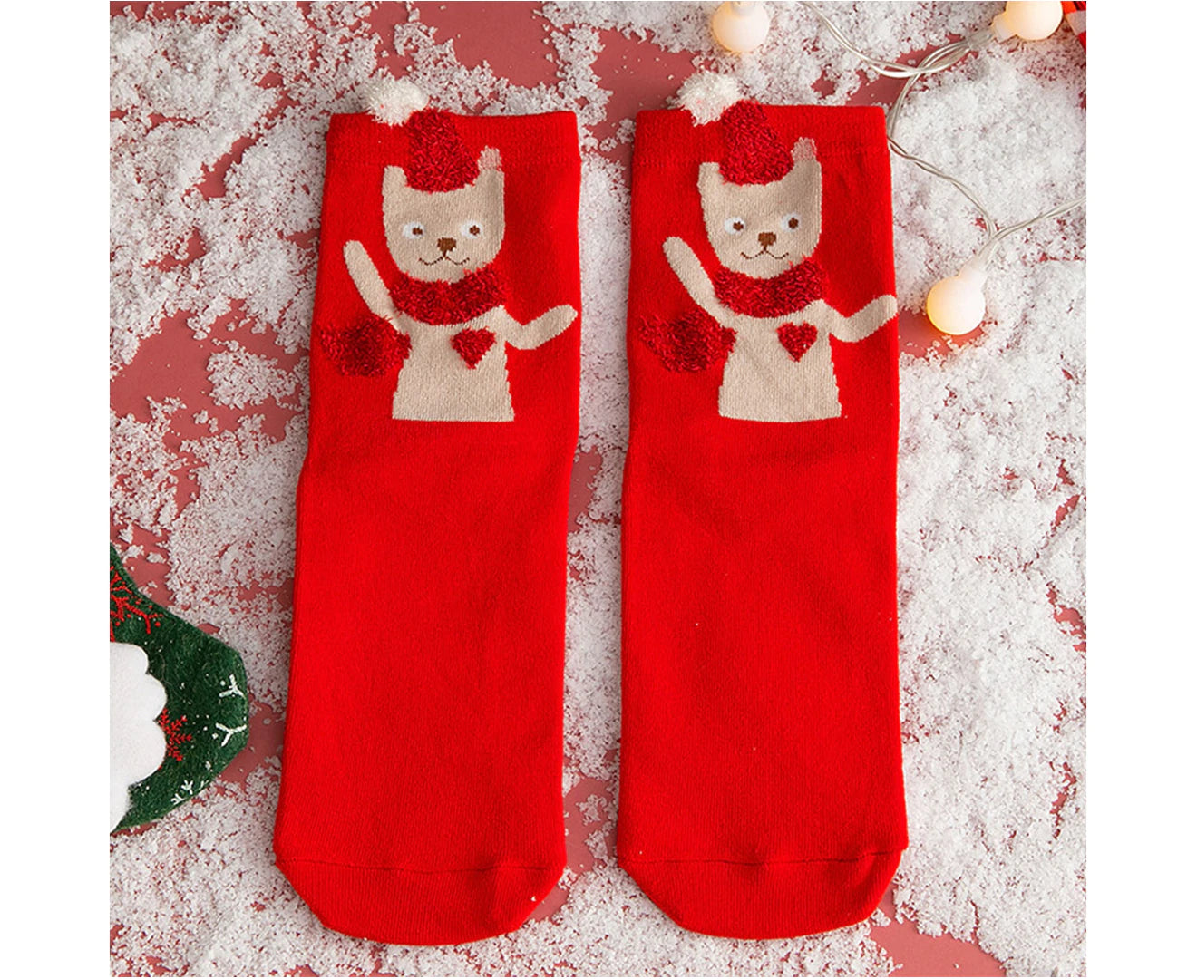 1 Pair Socks Medium Tube High Elasticity Thicken Breathable Decorative Gifts Women 3D Cartoon Xmas Stockings Ornaments Happy New Year Supplies-A One Size - A