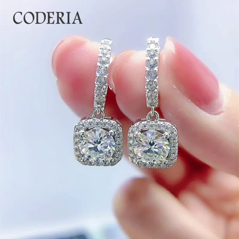 Sterling Silver S925 Moissanite Drop Earrings D Color VVS Diamond Earrings for Wedding Engagement Party Jewelry