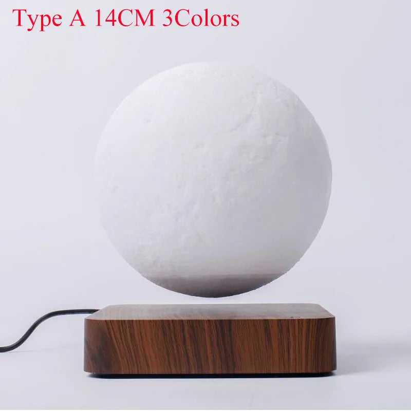 "ZK30 Floating 3D LED Levitating Moon Lamp with Magnetic Base - 3 Enchanting Colors!"