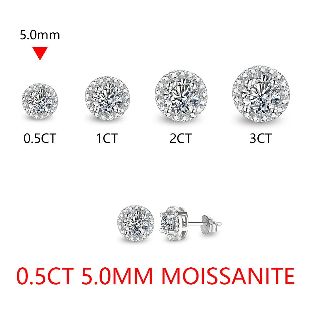 Round Cut 3.0CT Diamond Test Passed Moissanite Rhodium Plated 925 Silver D Color Moissanite Earrings Jewelry Girlfriend Gift