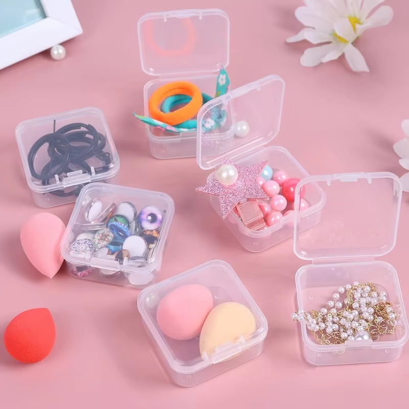 "12/6PCS Clear Mini Plastic Jewelry Storage Boxes – Portable Earring, Ring & Earplug Organizers!"