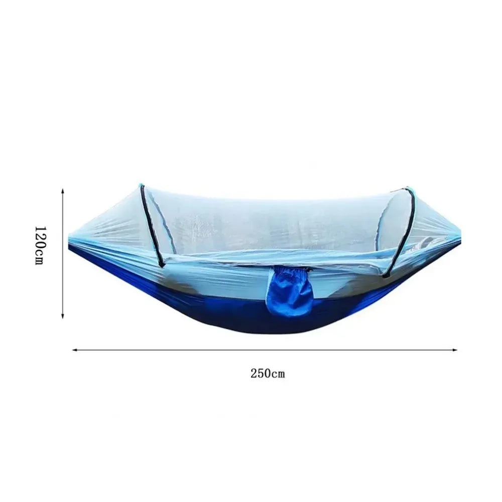 Lightweight Outdoor Camping Hammock with Mosquito Net - High Strength Parachute Fabric, 250x120cm Hanging Bed for Ultimate Comfort