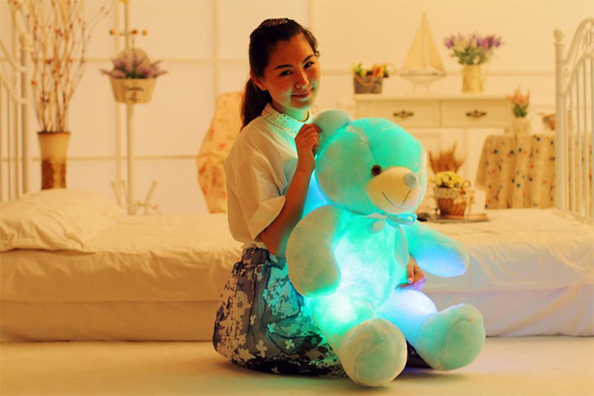 Creative Light up LED Teddy Bear Stuffed Animals Plush Toy Colorful Glowing Christmas Gift for Kids Pillow