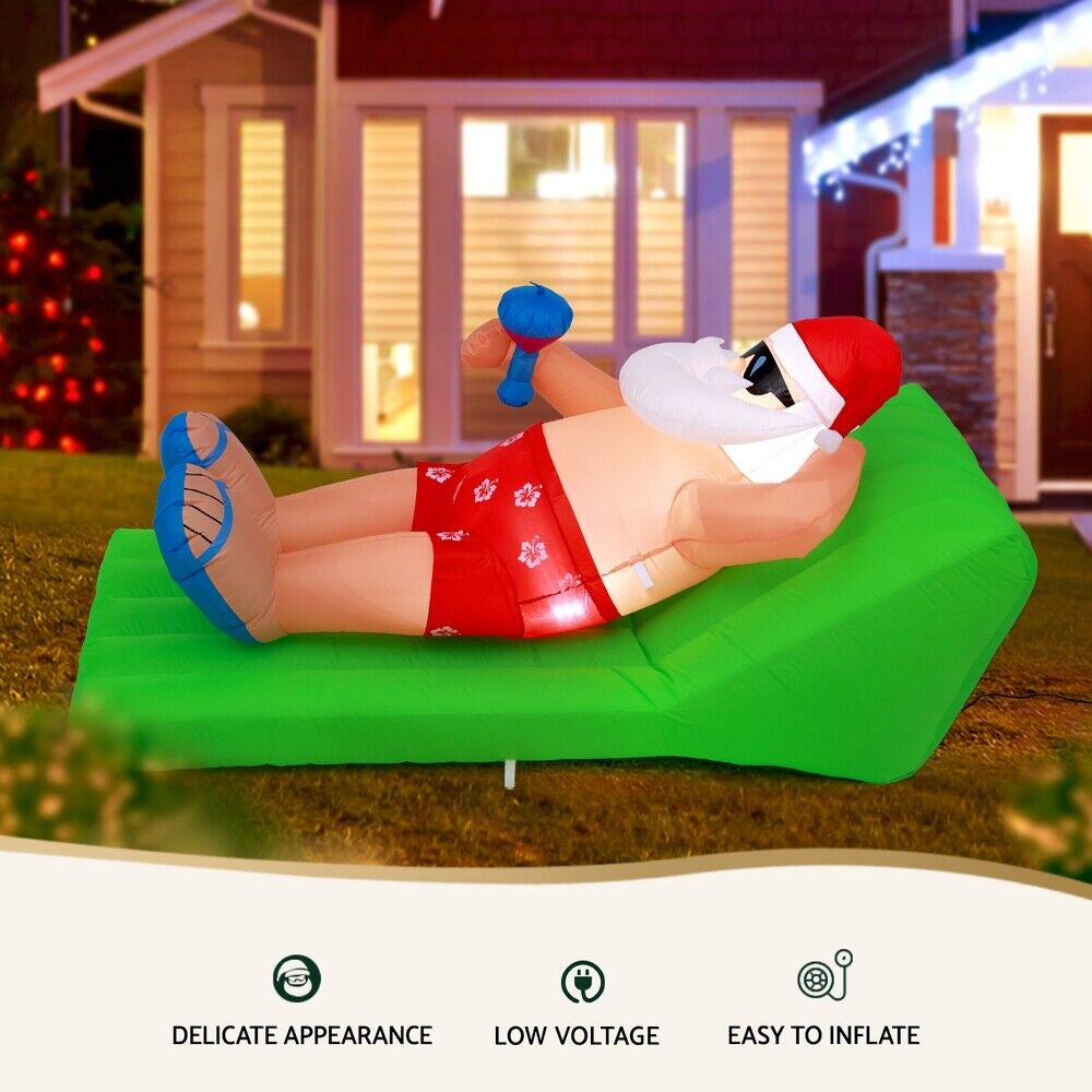 "Jingle Jollys 1.8M Inflatable LED Santa Bench - Festive Christmas Decoration for a Merry Holiday!"