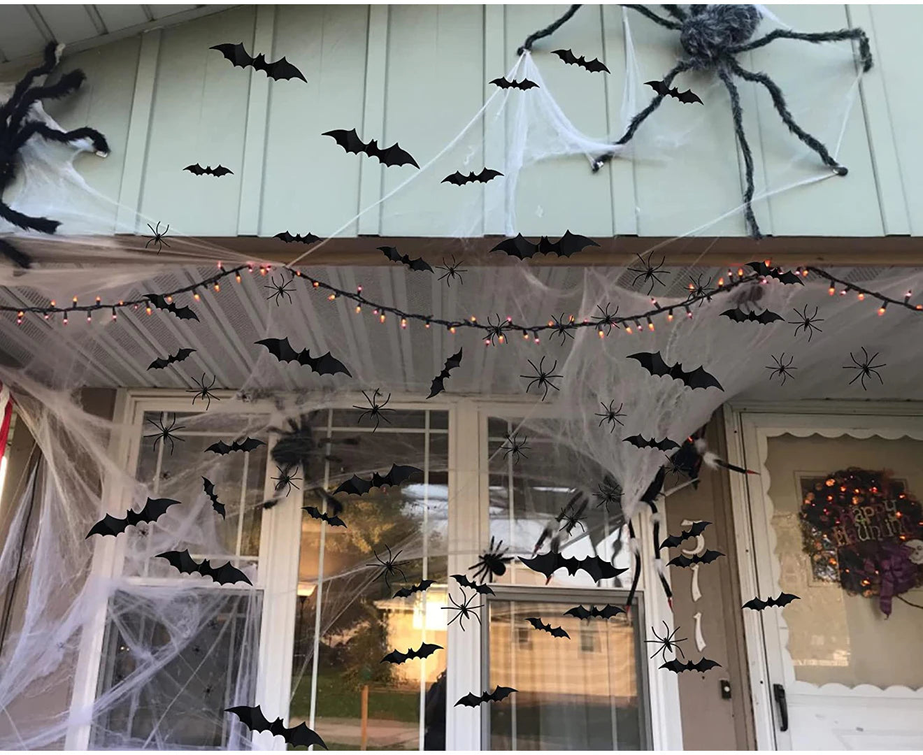 Halloween Decorations Halloween Spider Web Decorations Halloween Cobweb Decorations with Fake Spiders 3D Decorative Bats Halloween Decorations Outdoor