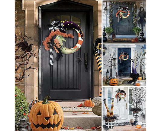 Halloween Spooky Wreath Halloween Horror Decoration Front Door Halloween Wreath Halloween Friendly Ghost Wreath Suitable as Door Decoration