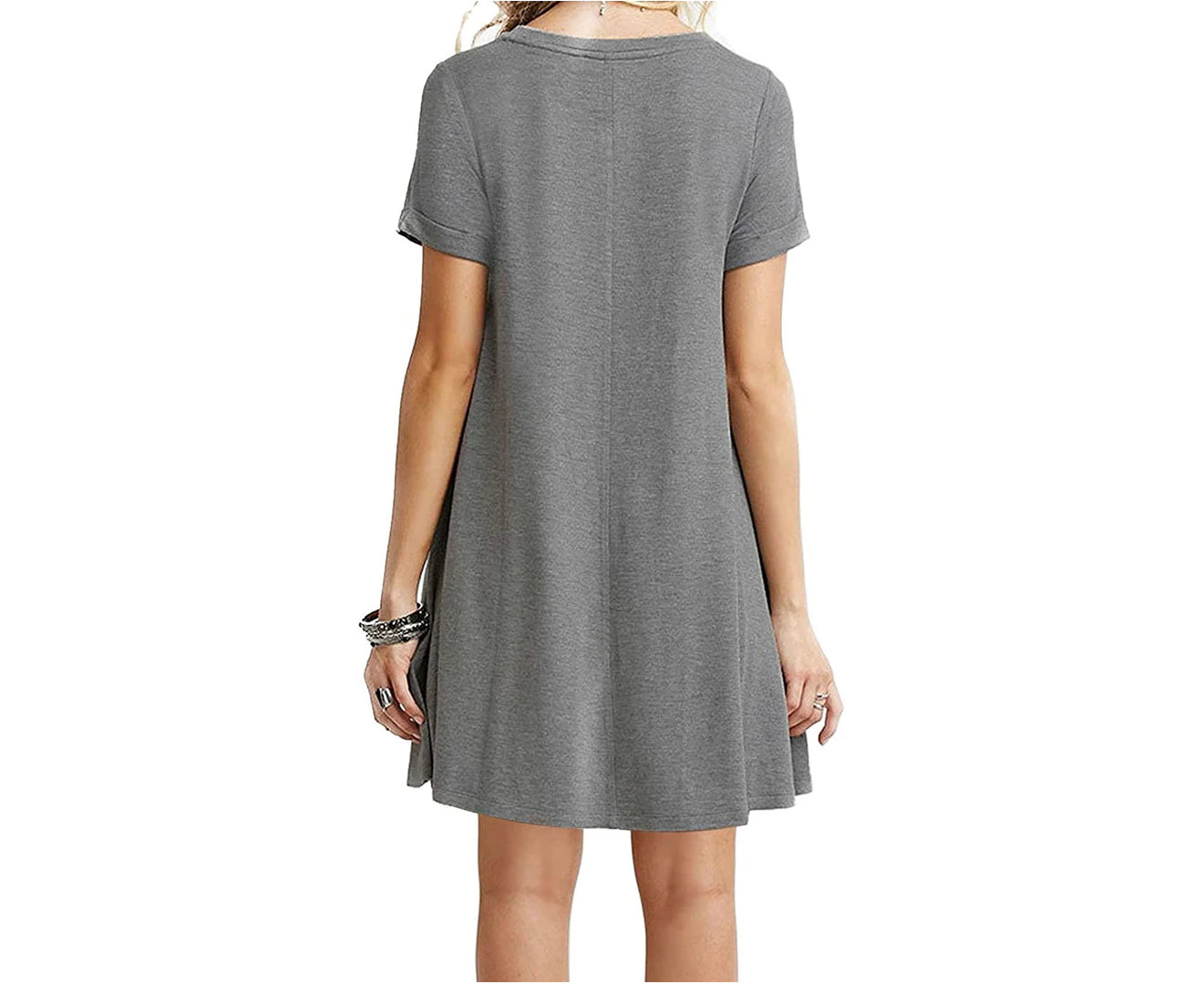 Women's Casual Loose Short Sleeve Grey T-Shirt Dress