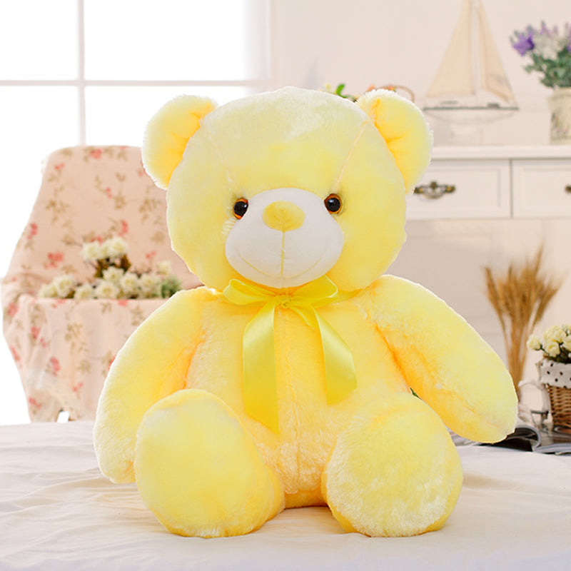 Creative Light up LED Teddy Bear Stuffed Animals Plush Toy Colorful Glowing Christmas Gift for Kids Pillow