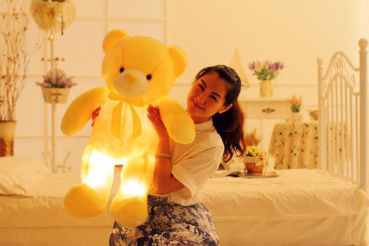 Creative Light up LED Teddy Bear Stuffed Animals Plush Toy Colorful Glowing Christmas Gift for Kids Pillow