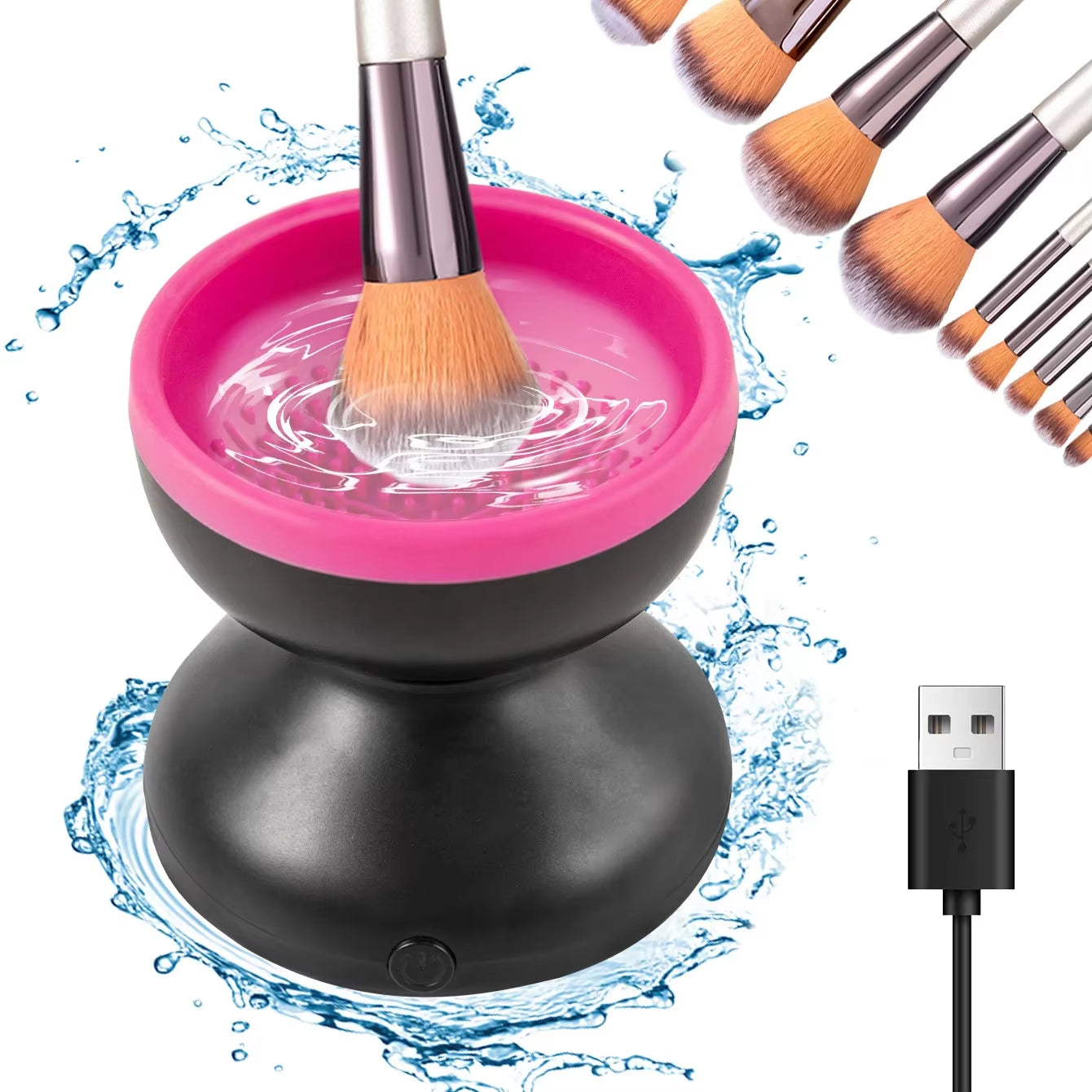 "Revolutionary Portable USB Makeup Brush Cleaner - Electric Silicone Tool for Effortless Cleaning & Quick Drying!"