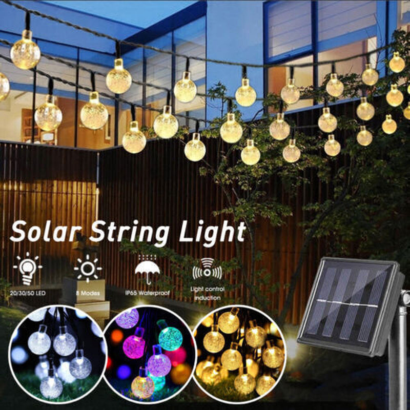 100/200LED Solar Globe String Lights Fairy Outdoor Festoon Party Garden Decor