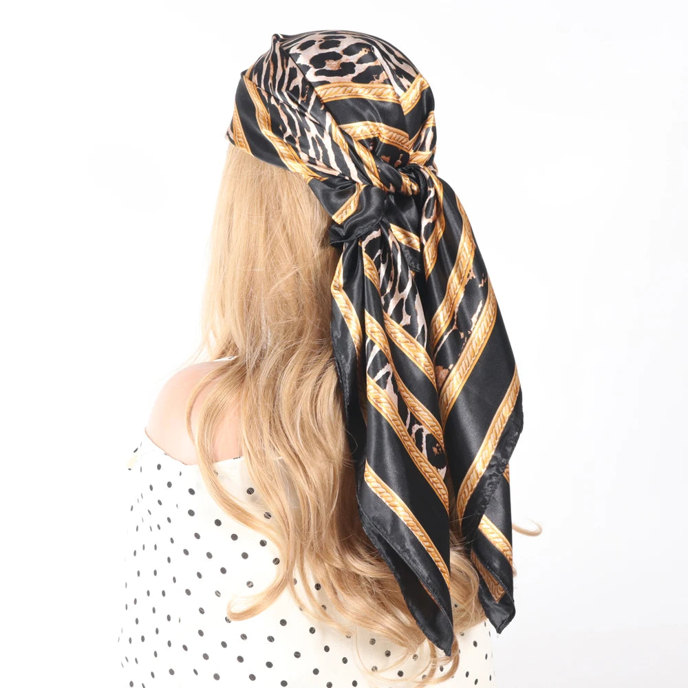 Silk Scarves Women Luxury Brand Summer Fashion Designer Head/Hair Scarf 90*90Cm Hijab Bandana Cheveux Foulard Femme 90X90CM