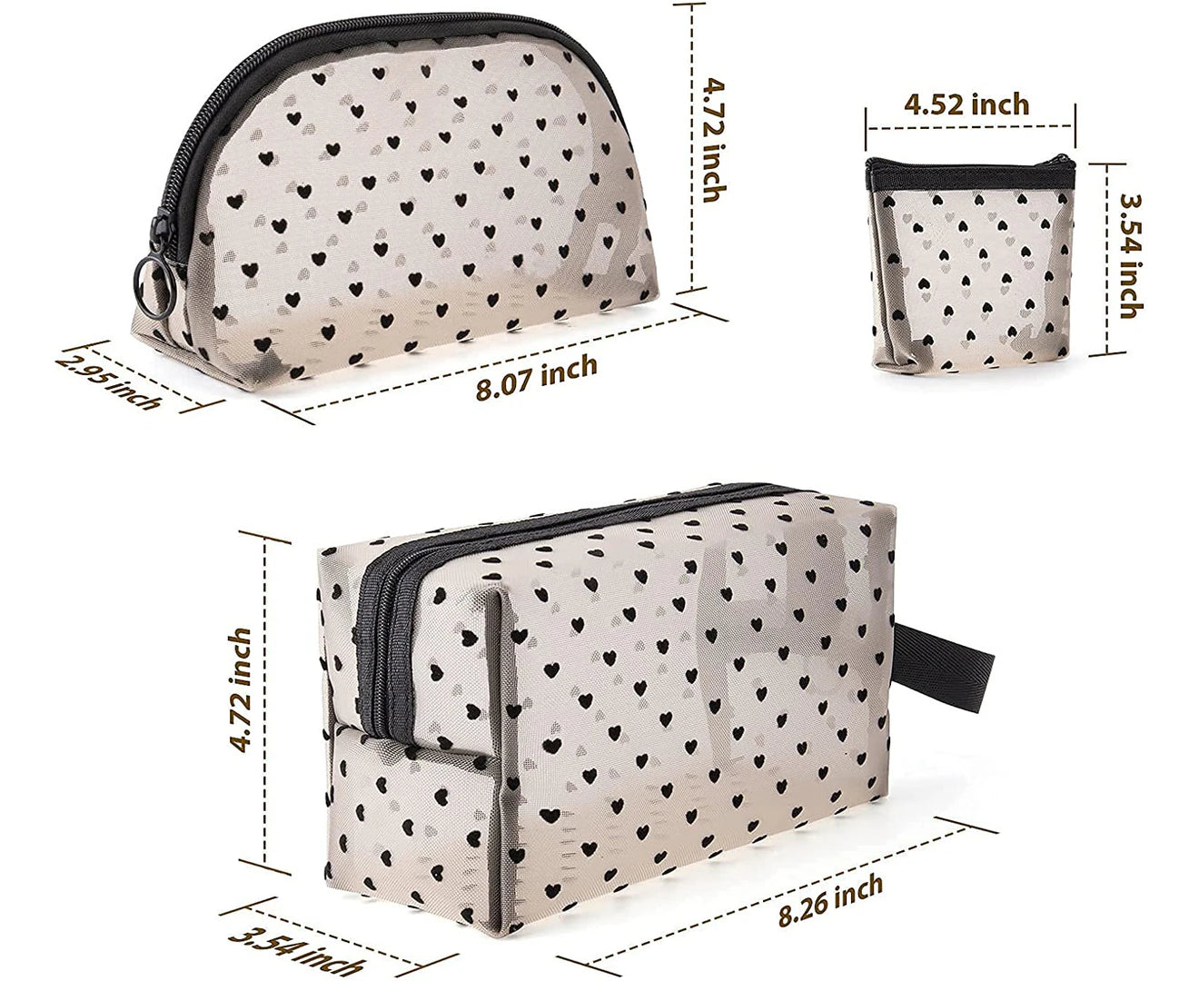 3Pcs Makeup Bag Cosmetic Bag Set, Portable Large Capacity Mesh Toiletry Bag for Travel