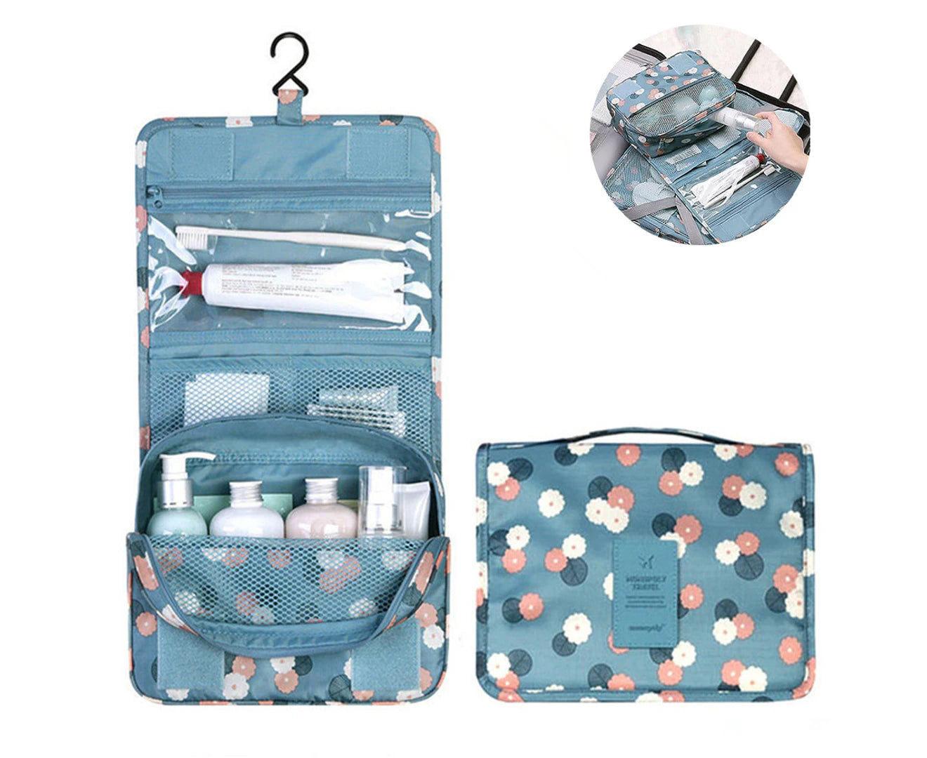 1 Pcs Hanging Toiletry Bag - Large Cosmetic Makeup Travel Organizer for Men & Women with Sturdy Hook