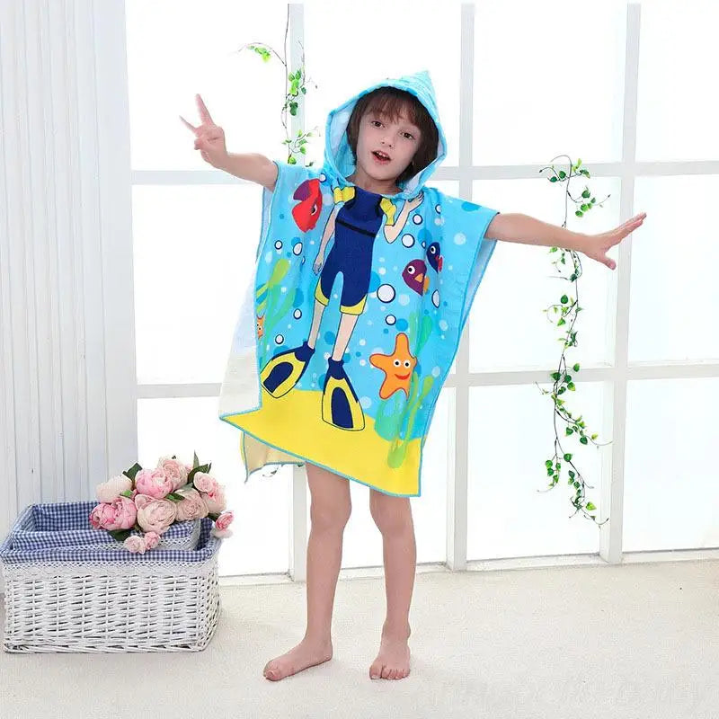 Cartoon Baby Bath Towel Microfiber Cotton Hooded Beach Towel Newborn Cape Towels Soft Poncho Kids Bathing Stuff Infant Washcloth