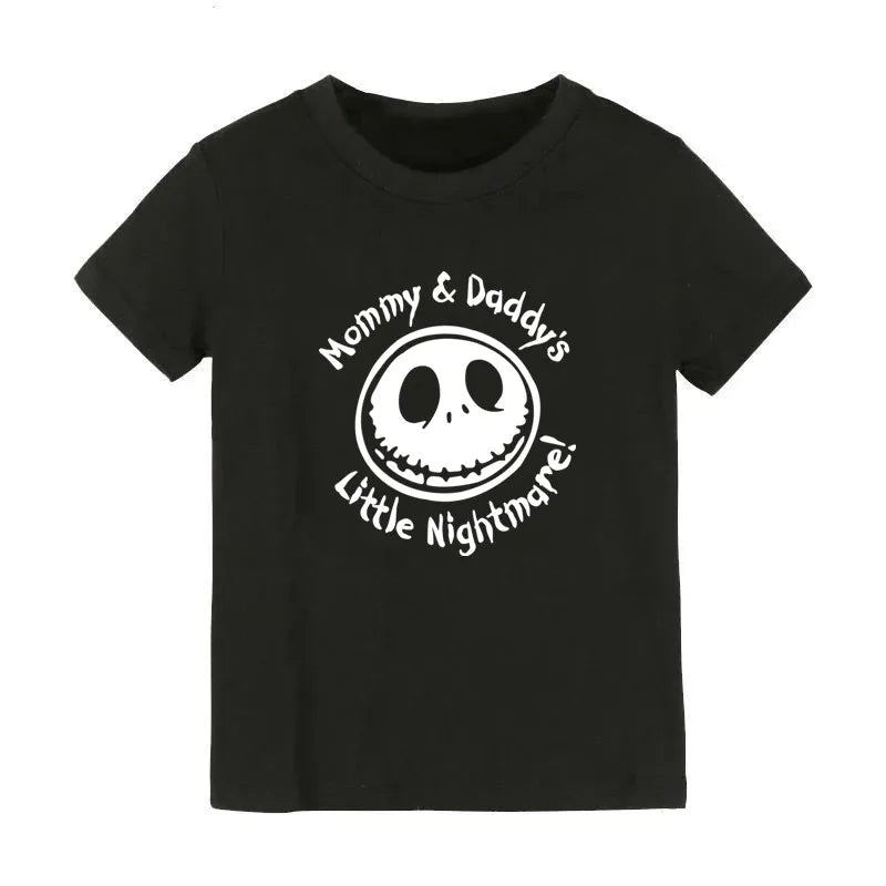 New 2021 Kids Halloween Costume 3D Skeleton Print Balck T-Shirts Cotton round Neck Casual T-Shirt Children'S Clothing 2T to 10Y