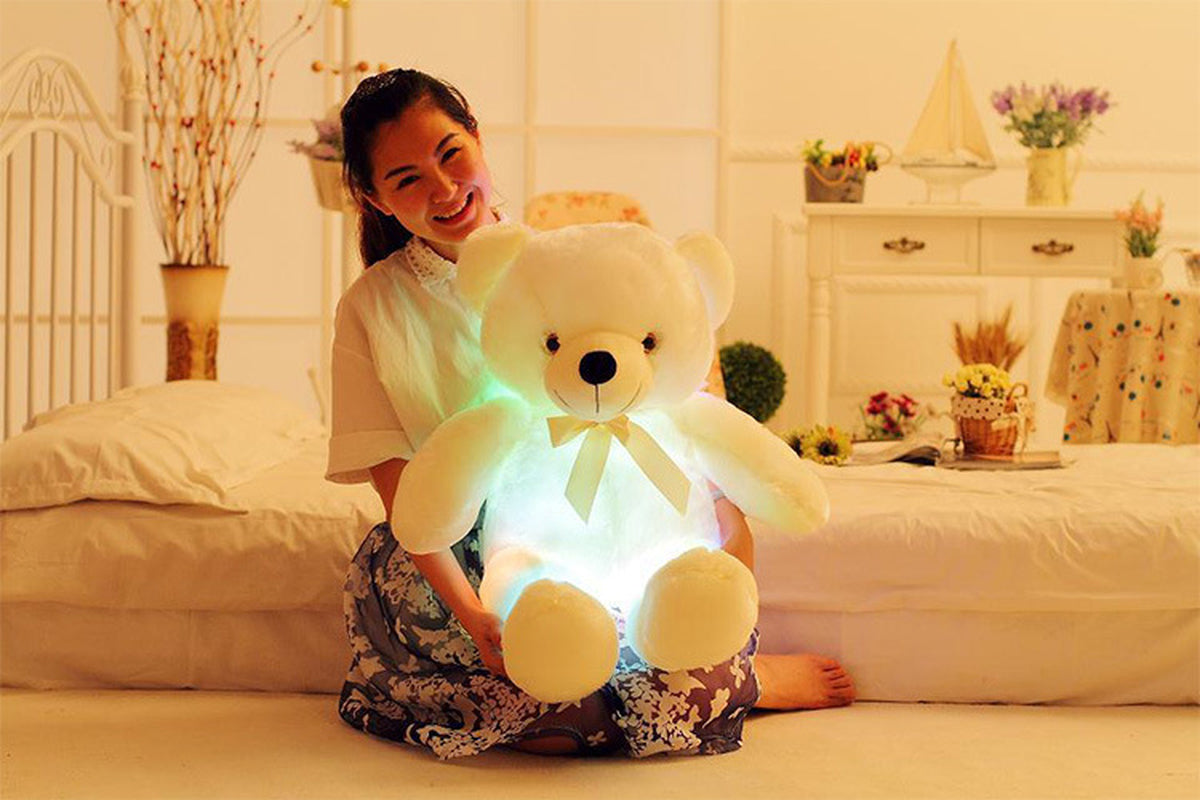 Creative Light up LED Teddy Bear Stuffed Animals Plush Toy Colorful Glowing Christmas Gift for Kids Pillow