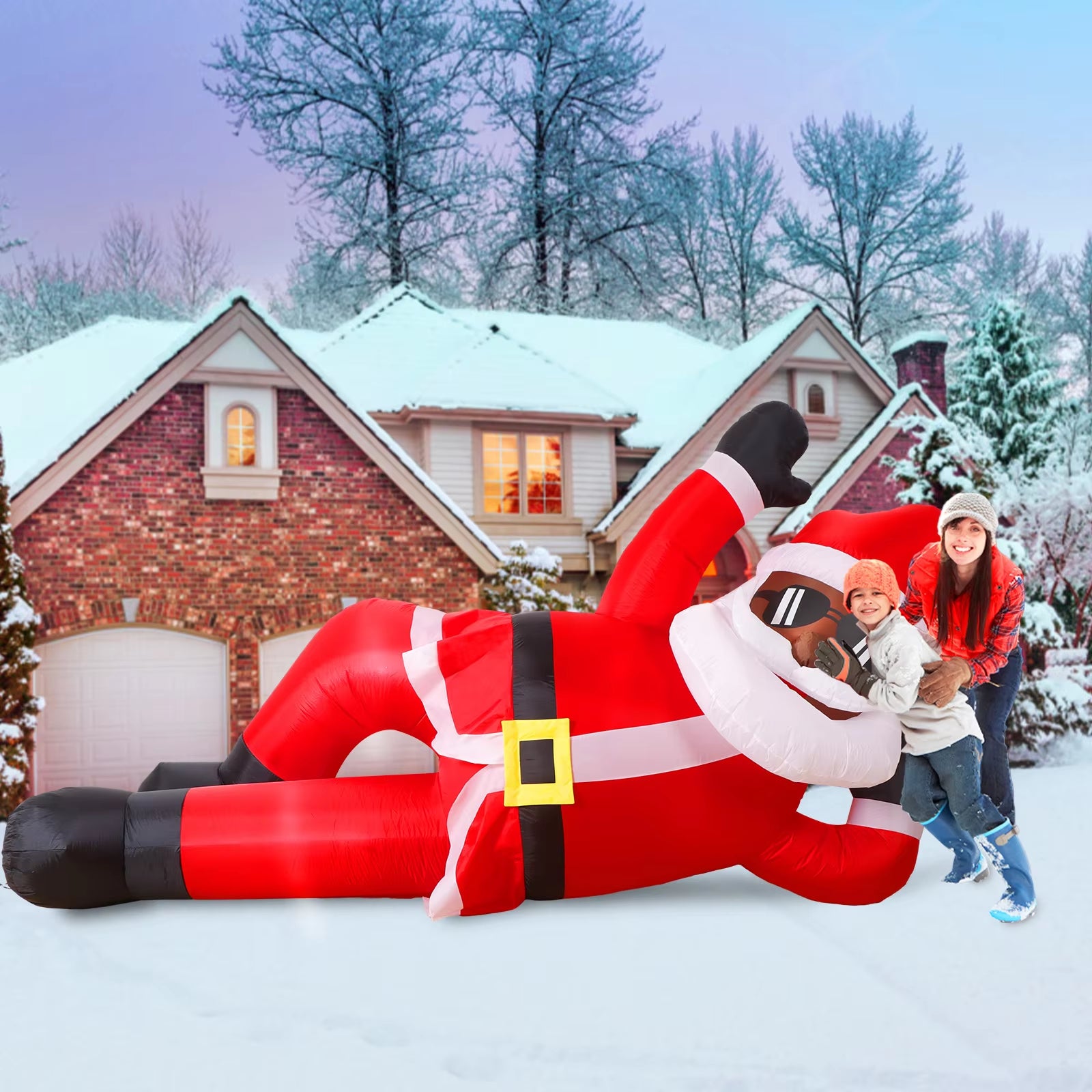 10FT Giant Christmas Inflatable Black Santa Christmas Outdoor Inflatables, Christmas Blow up Yard Decorations for Xmas Garden