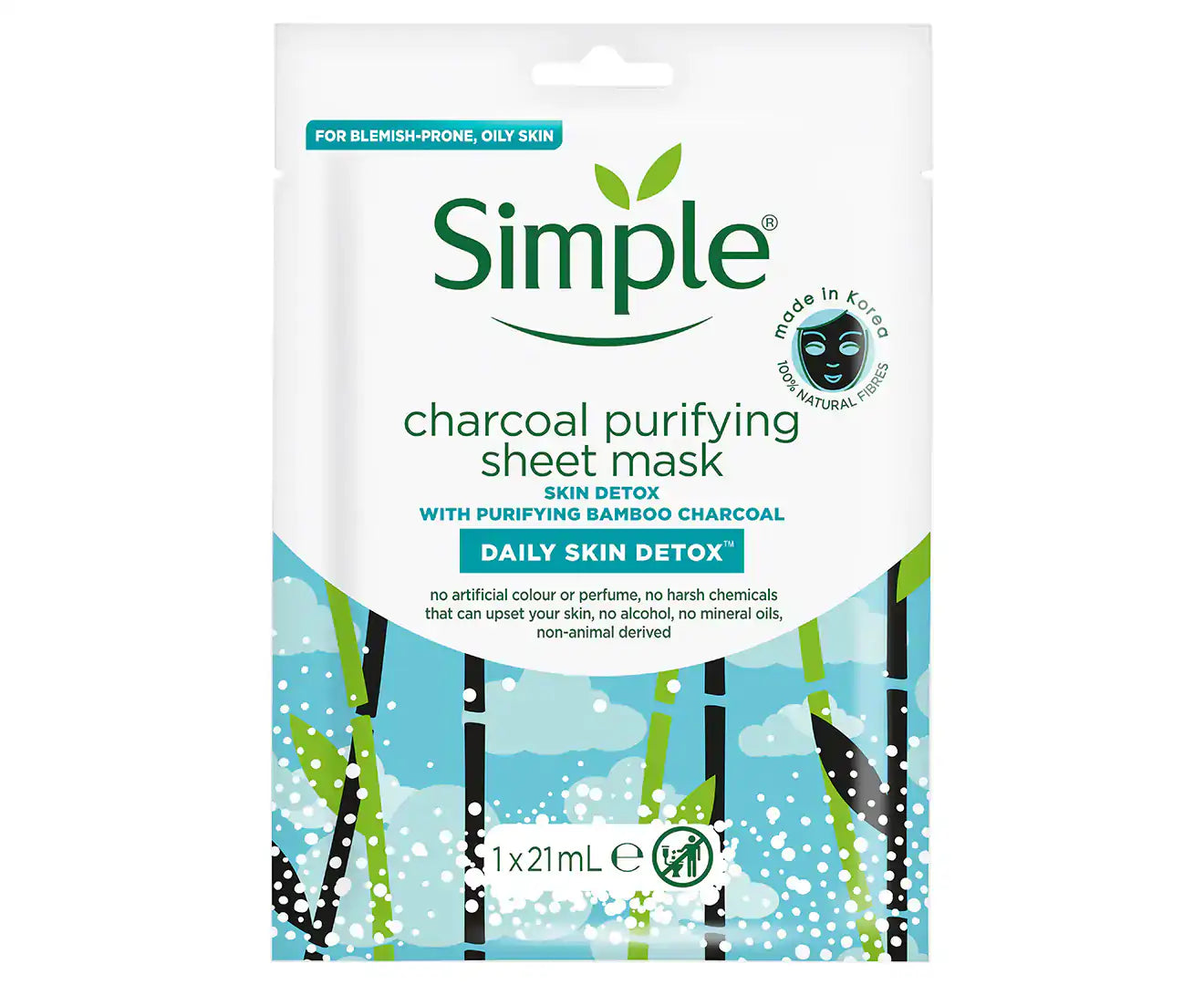 "Revitalize Your Skin: Charcoal Purifying Facial Sheet Mask - 21ml"