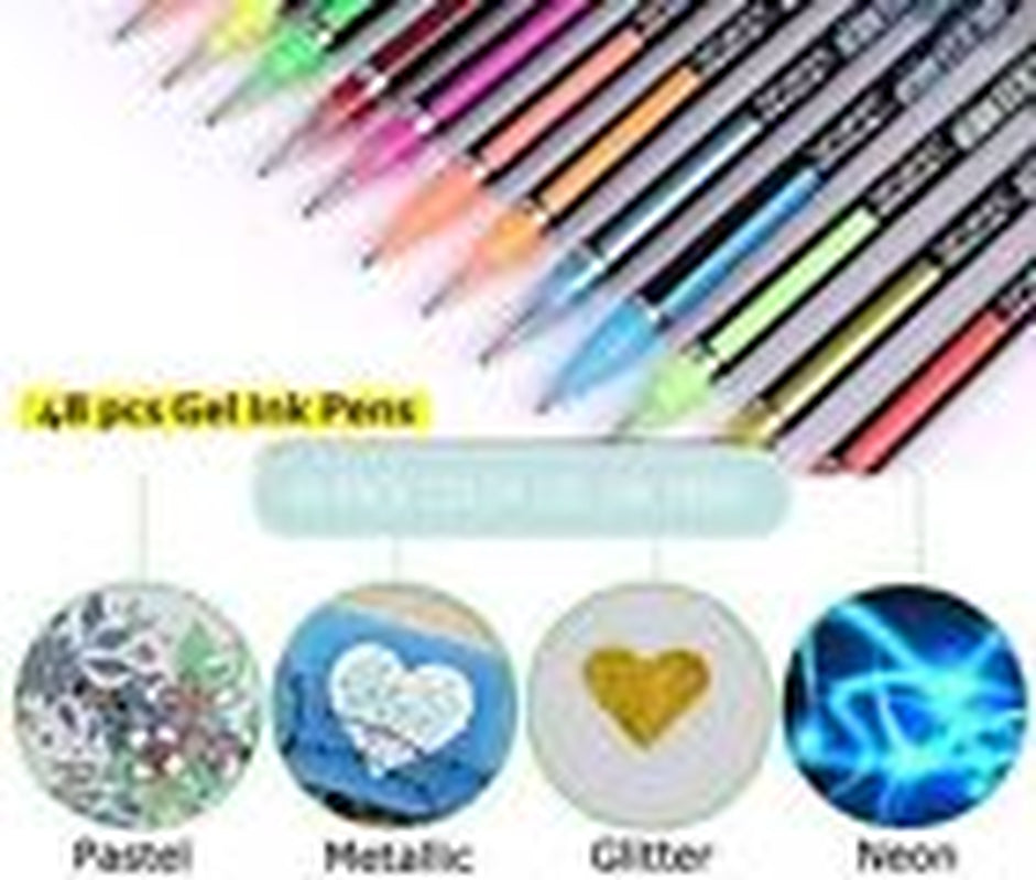 "SAYEEC 48-Packs Glitter & Metallic Color Gel Ink Pen Set - Ultimate Art Markers for Creative Masterpieces!"