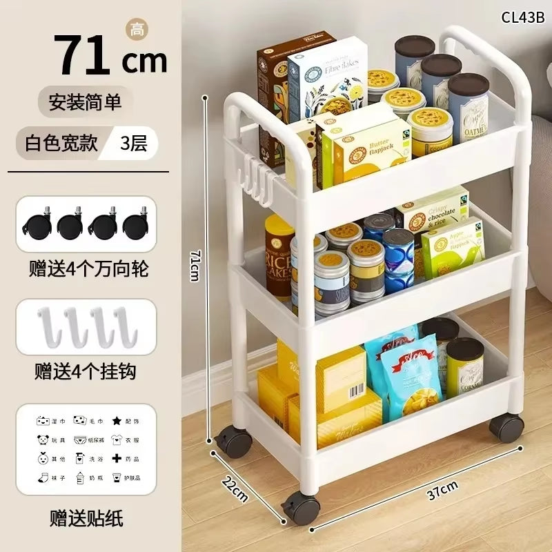 Multi-Layer Mobile Storage Cart for Kitchen, Bedroom, and Bathroom