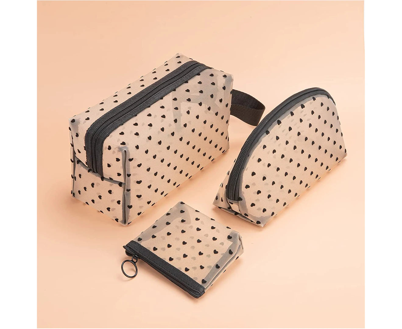 3Pcs Makeup Bag Cosmetic Bag Set, Portable Large Capacity Mesh Toiletry Bag for Travel