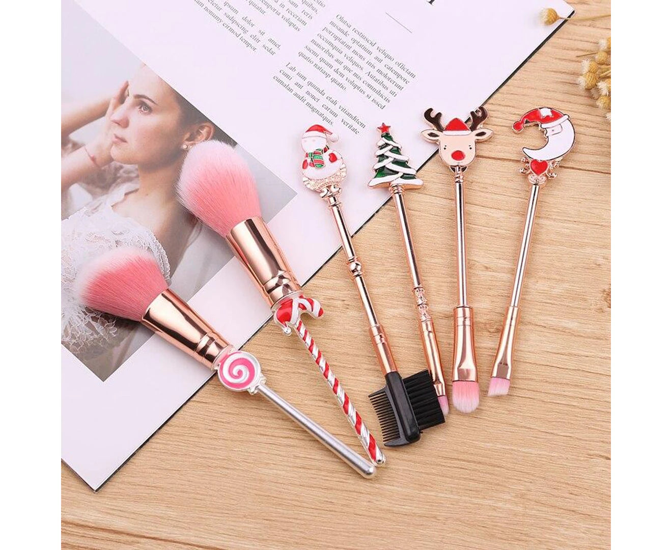 6Pcs/Set Christmas Makeup Brushes Set Stocking Fillers