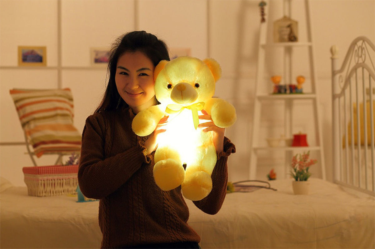 Creative Light up LED Teddy Bear Stuffed Animals Plush Toy Colorful Glowing Christmas Gift for Kids Pillow