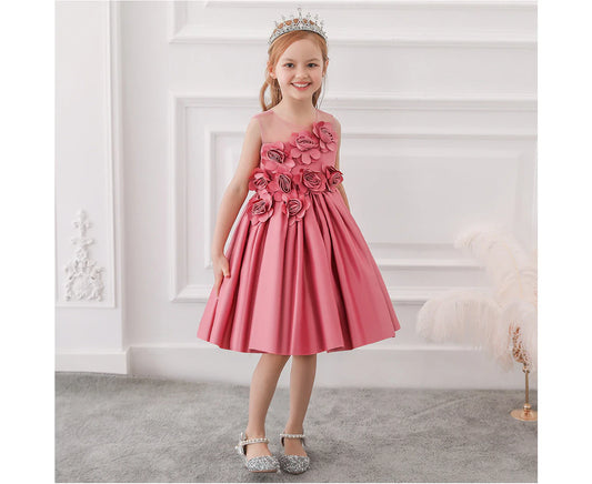 Charming 3D Flower Bow-Knot Sleeveless Dress for Effortless Elegance