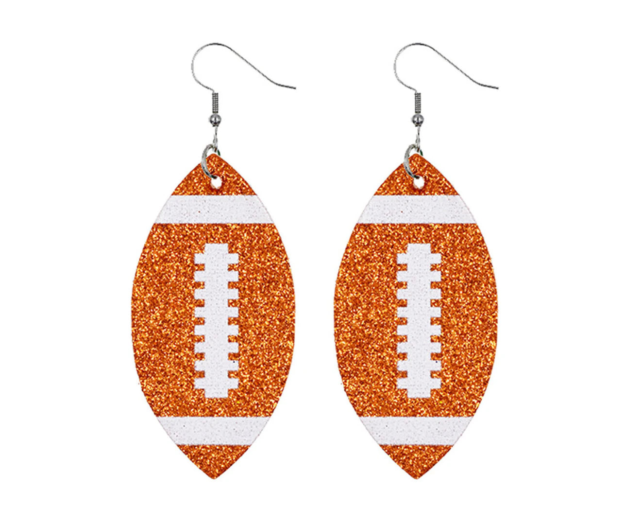 Women Dangle Earrings Football Shape Glitter Jewelry Shiny Bright Color Hook Earrings for Daily Wear Warm Orange