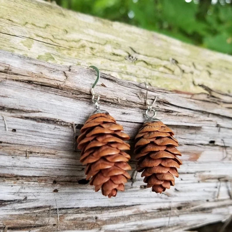 White Spruce Cone Earrings Real Pine Cone Earrings Forest Foraged Jewelry Real Botanical Earrings Nature Jewelry Foraged Art