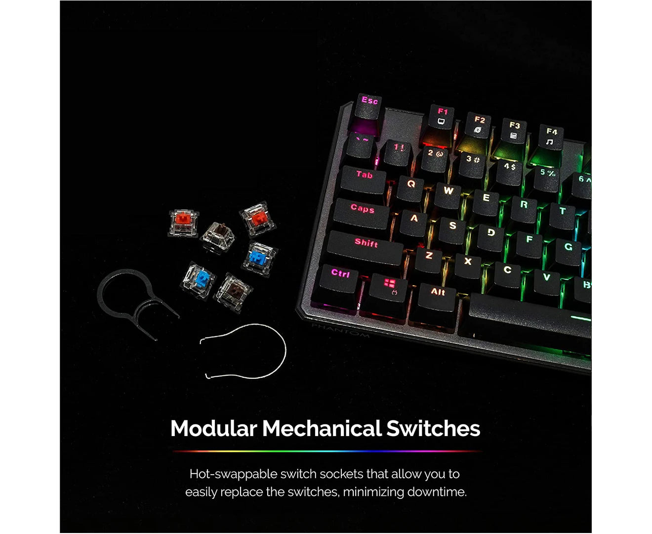 87-Key Mechanical Keyboard, RGB LED, Outemu Blue Switch, Green Axis Keyboard, Gaming Keyboard