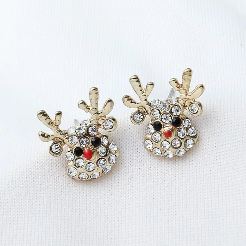 Elegant Crystal Christmas Earrings for Women featuring Santa Claus, Christmas Hat, Tree, and Elk Designs - Perfect Holiday Jewelry Gift for Girls 2019