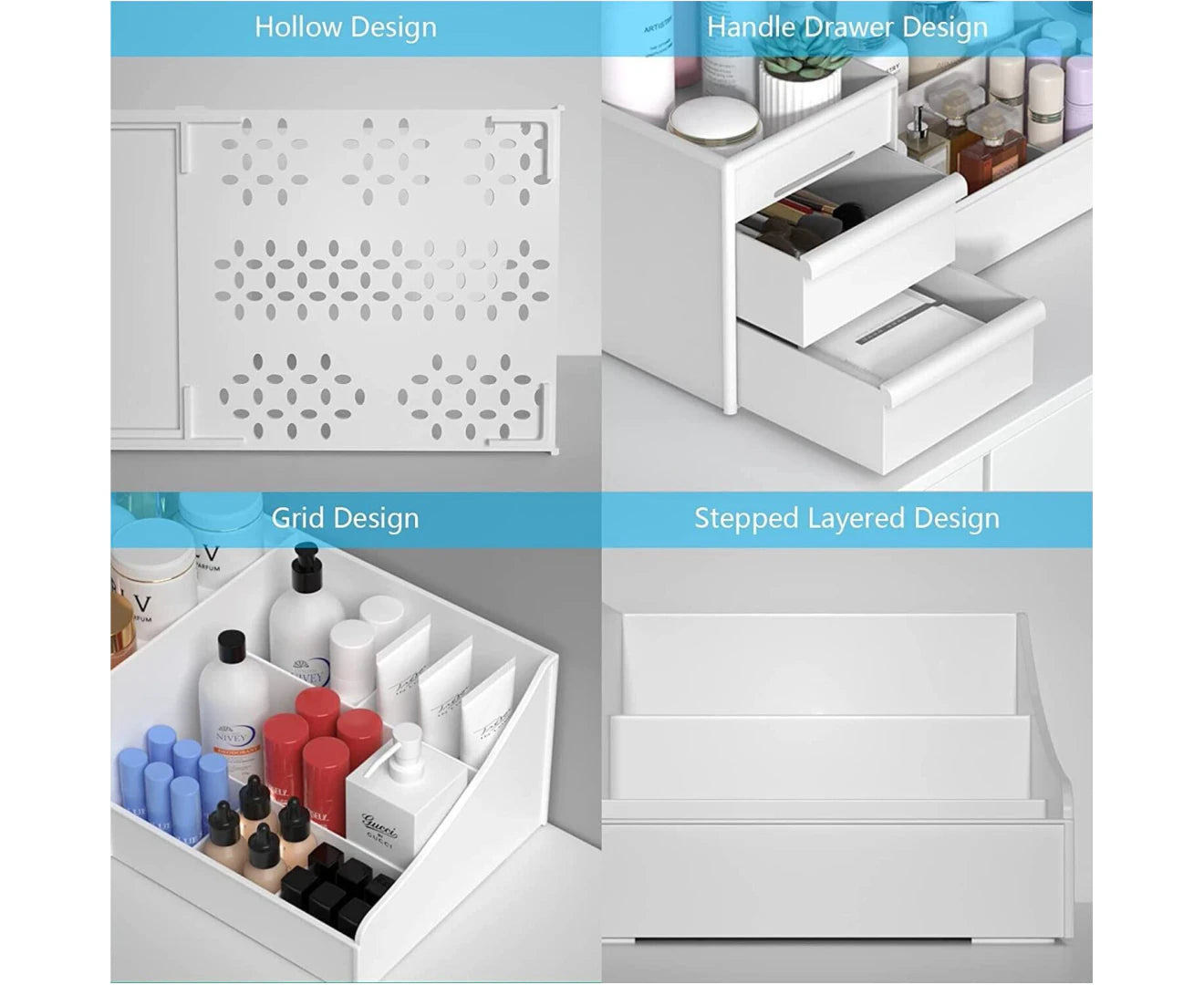 "Elegant Makeup Organizer with Drawers - Perfect Bathroom Skincare Storage Solution!"