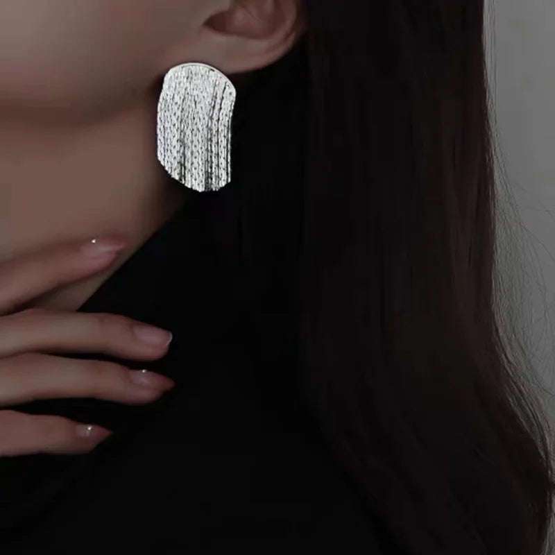 European and American Heavy Industry Metal Tassel Vintage Earrings - 2023 Women's Fashion Jewelry