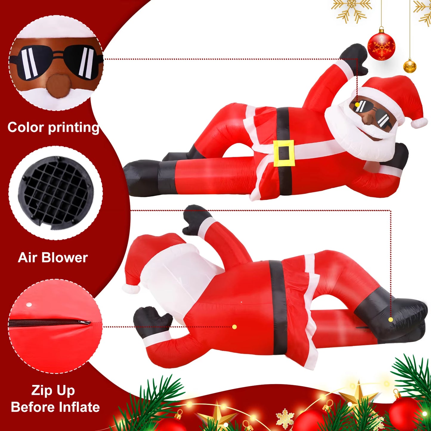 10FT Giant Christmas Inflatable Black Santa Christmas Outdoor Inflatables, Christmas Blow up Yard Decorations for Xmas Garden