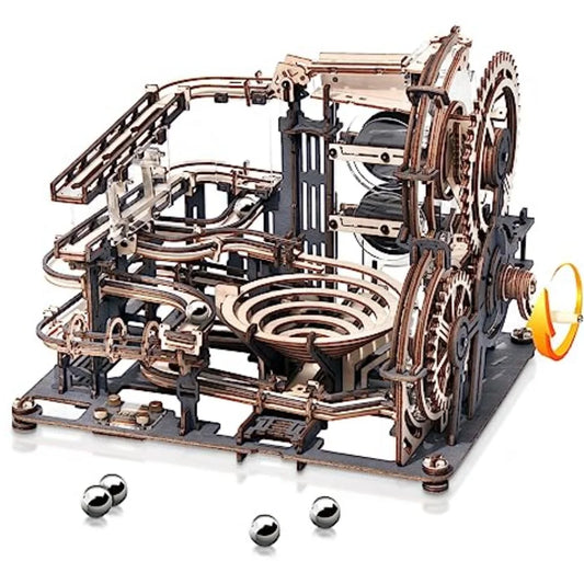 Rokr Electric Marble Spaceport 3D Puzzle - Ultimate Wooden Building Toy for Teens and Adults - Ideal Gift for Any Occasion!