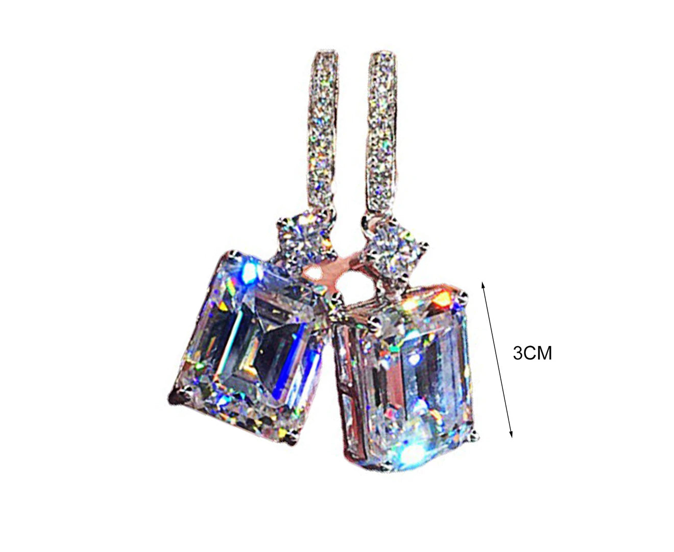 1 Pair Earrings Fine Workmanship Decoration Alloy Women Square Shape Earrings for Daily Life - Silver