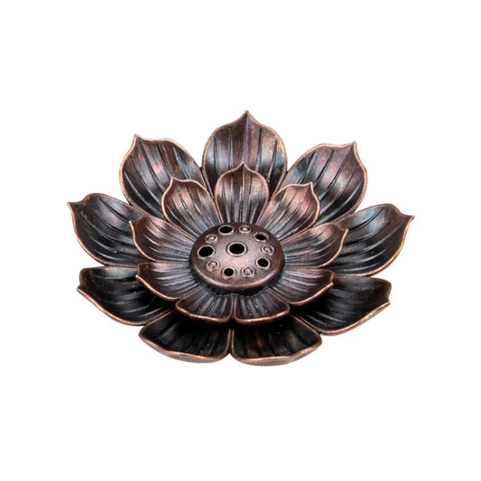 "Elegant Lotus Alloy Incense Burner Holder - Perfect for Yoga Studios & Home Decor!"