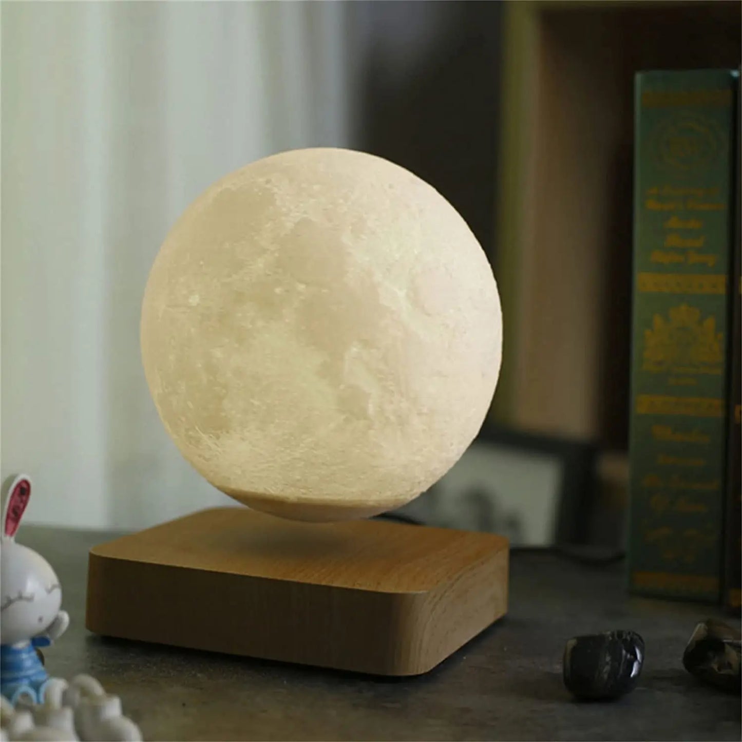 "ZK30 Floating 3D LED Levitating Moon Lamp with Magnetic Base - 3 Enchanting Colors!"