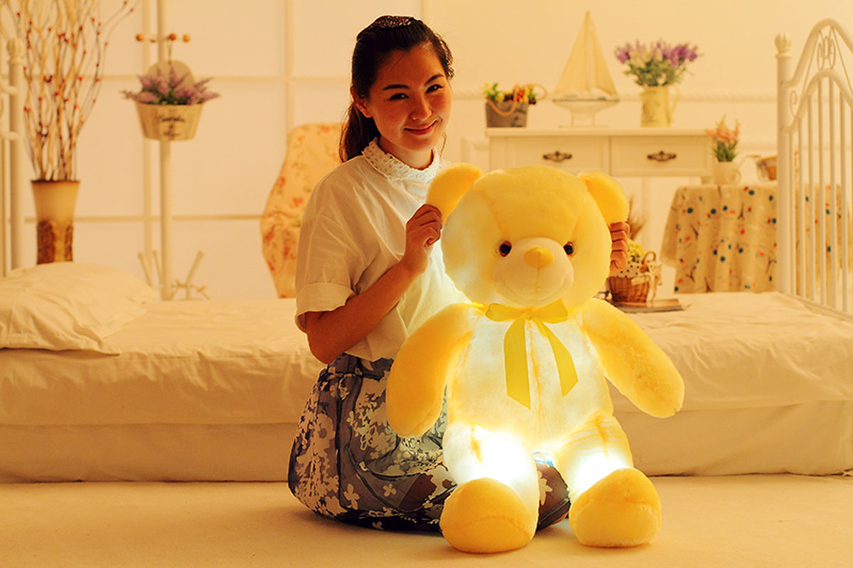 Creative Light up LED Teddy Bear Stuffed Animals Plush Toy Colorful Glowing Christmas Gift for Kids Pillow