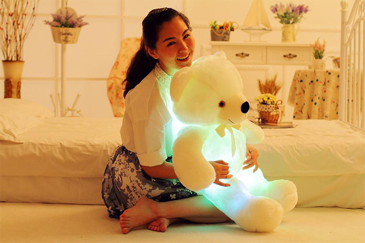 Creative Light up LED Teddy Bear Stuffed Animals Plush Toy Colorful Glowing Christmas Gift for Kids Pillow