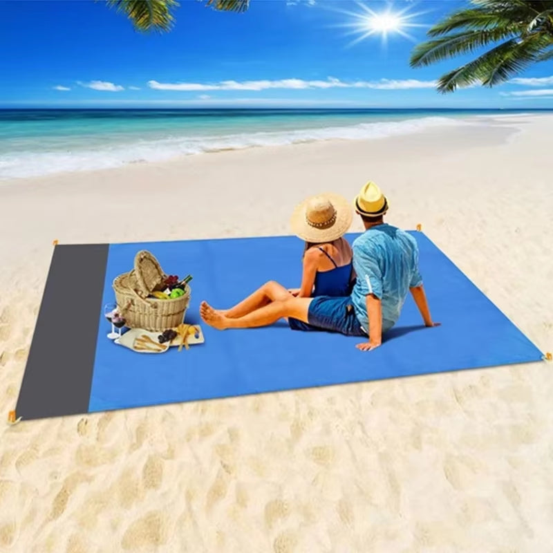 2X2.1M Waterproof Beach Blanket Portable Pocket Picnic Mat Outdoor Camping Mattress Sandproof Grounding Mat Beach Sleeping Pad