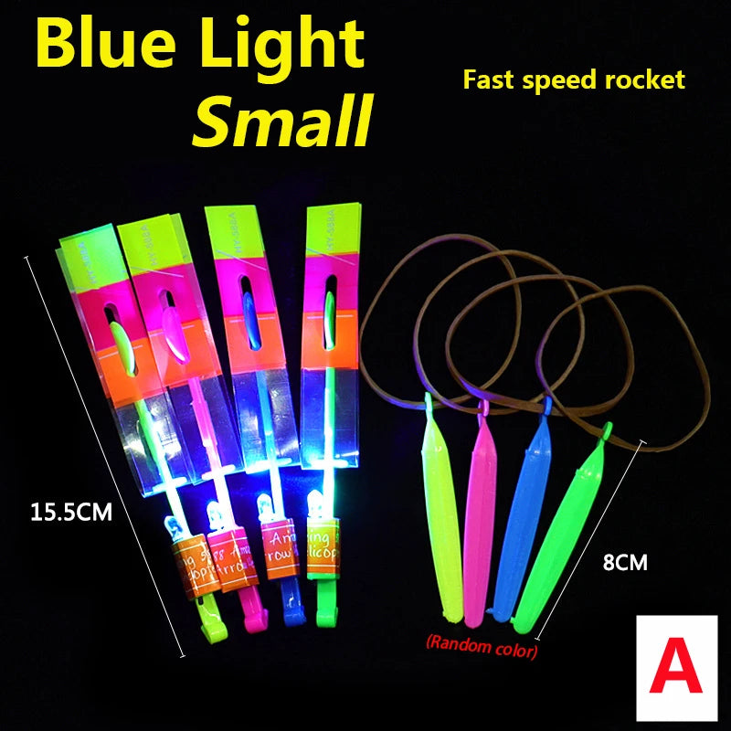 Incredible LED Light-Up Arrow Rocket Helicopter Flying Toy - Perfect for Parties & Fun Gifts - Includes Rubber Band Catapult!